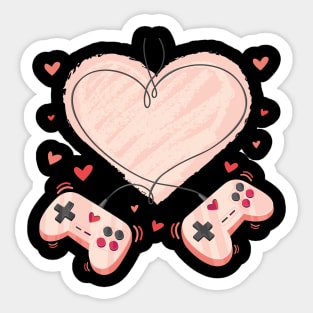 Video Gamer Valentines Day with Controllers Heart Sticker